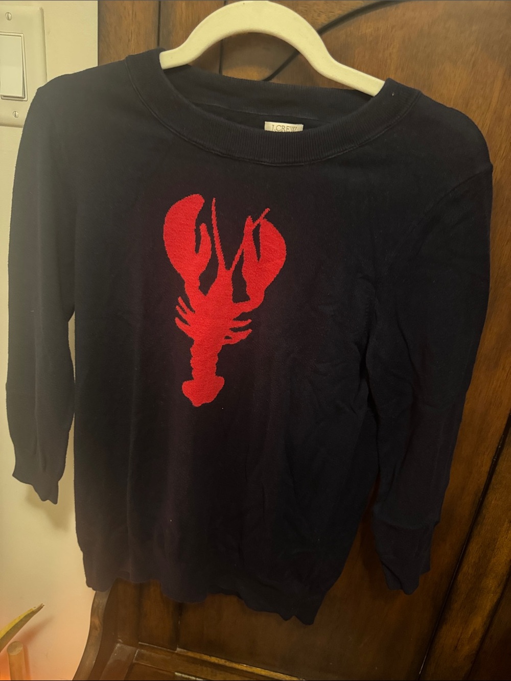 J. Crew 100% cotton Navy Crewneck Sweater with Red Lobster Graphic size M